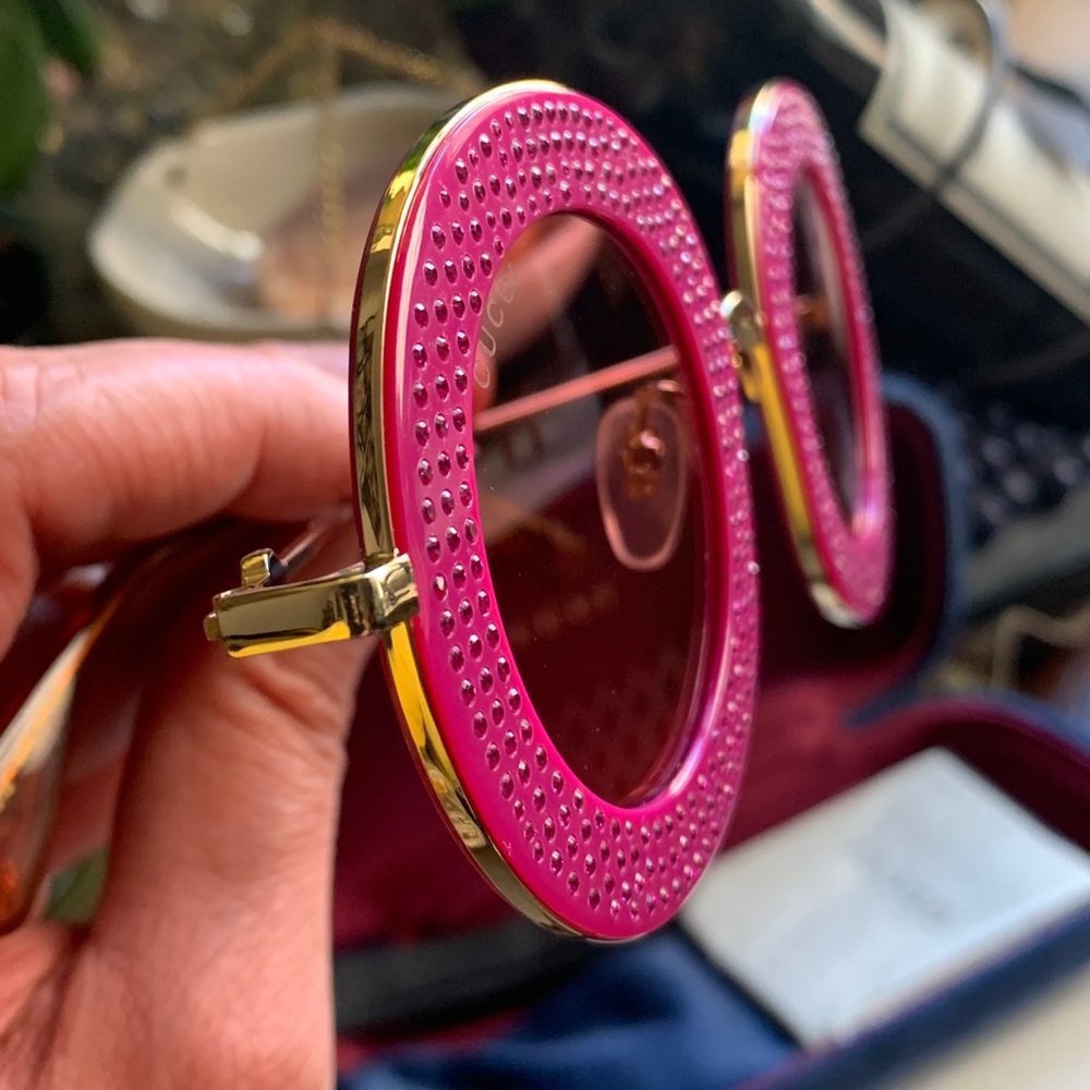 SOLD⛔️Authentic GUCCI 44 Round Crystals acetate/metal sunglasses - Picture 12 of 16